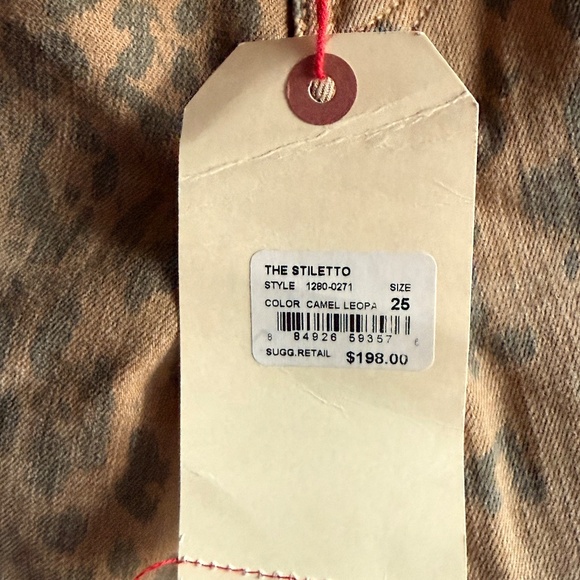 Current/Elliott Stiletto Leopard Print Skinny Jeans Size 25 NWT Camel Animal - Picture 8 of 9